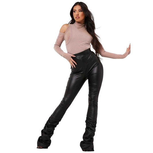Front - Missy Empire Womens/Ladies Faux Leather Ruched Trousers