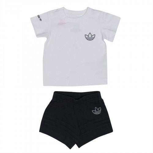 Front - Adidas Baby Collection Trefoil T-Shirt & Shorts Set