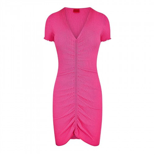 Front - Hugo Womens/Ladies Slisery Ruched Front Mini Dress