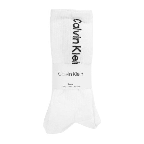 Front - Calvin Klein Mens Lettering Crew Socks (Pack of 3)