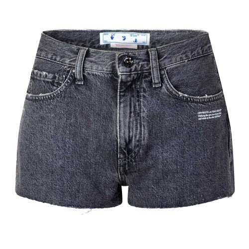 Front - Off White Womens/Ladies Denim Distressed Shorts