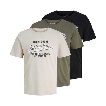 Front - Jack And Jones Mens Ethan T-Shirt (Pack of 3)