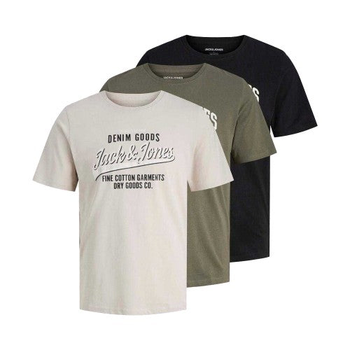 Front - Jack And Jones Mens Ethan T-Shirt (Pack of 3)