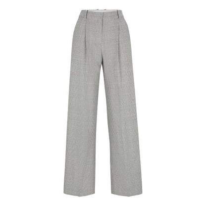 Front - Boss Womens/Ladies Virgin Wool Glencheck Straight Trousers