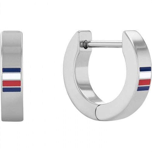 Front - Tommy Hilfiger Stripe Hoop Earrings