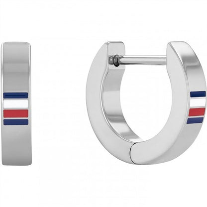 Front - Tommy Hilfiger Stripe Hoop Earrings