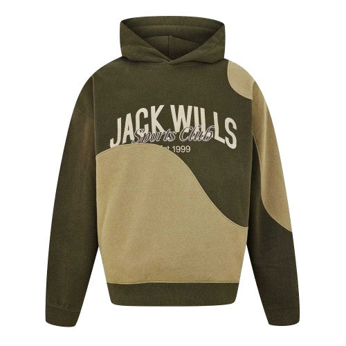 Front - Jack Wills Mens Colour Block Drop Sleeve Hoodie