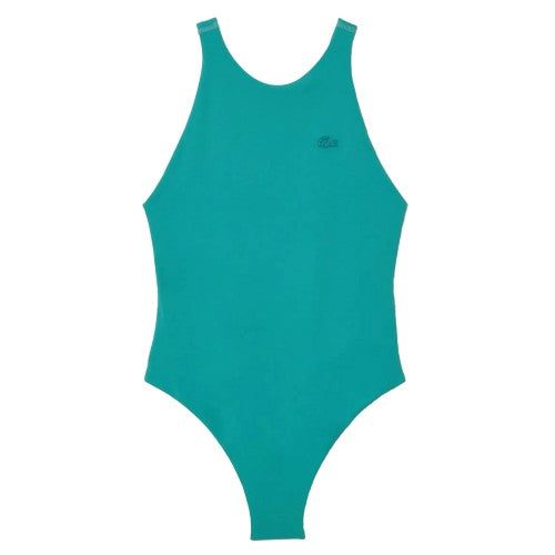 Front - Lacoste Womens/Ladies Recycled Polyamide One Piece Swimsuit