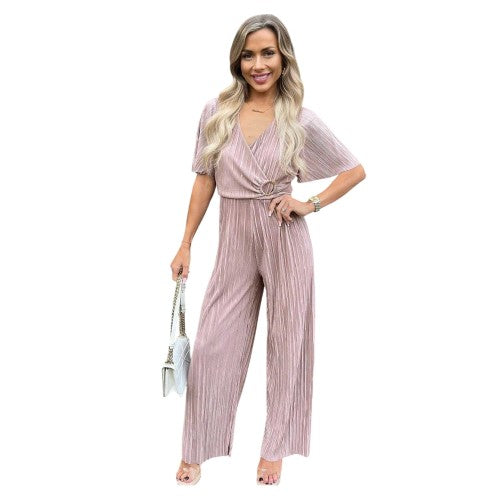 Front - AX Paris Womens/Ladies Plisse Flutter Jumpsuit