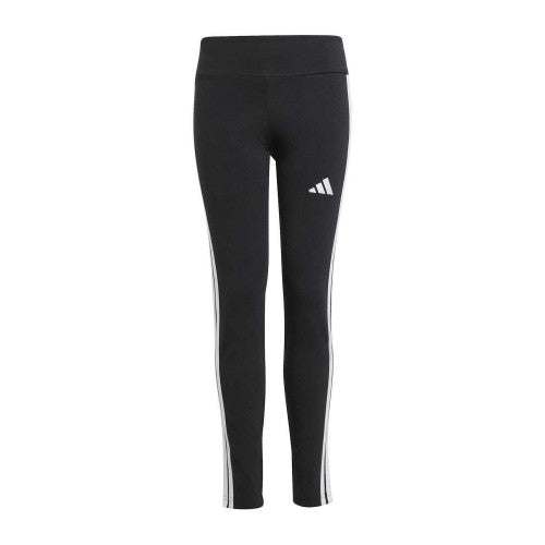 Front - Adidas Girls Essentials 3 Stripes Leggings