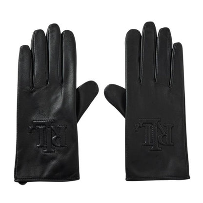 Front - Ralph Lauren Logo Leather Embossed Gloves