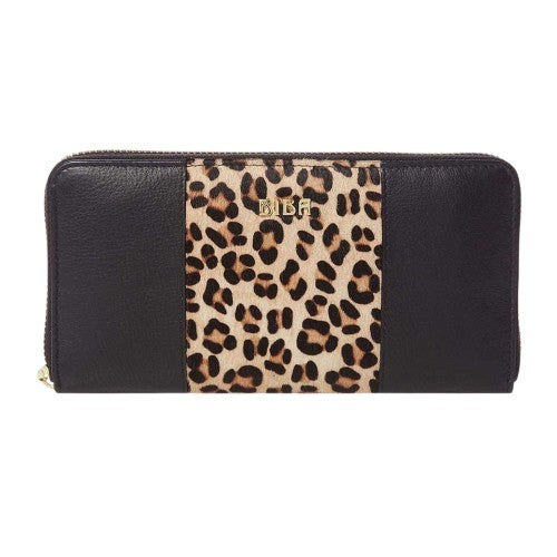 Front - Biba Leopard Print Leather Zipped Purse