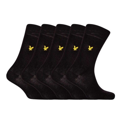 Front - Lyle & Scott Mens Core Embroidered Logo Crew Socks (Pack of 5)