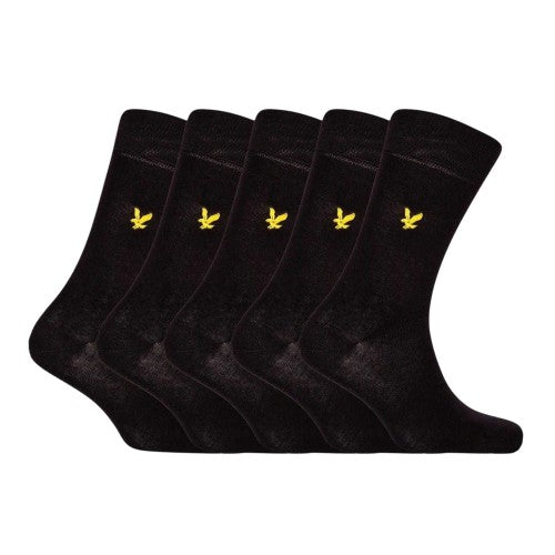 Front - Lyle & Scott Mens Core Embroidered Logo Crew Socks (Pack of 5)