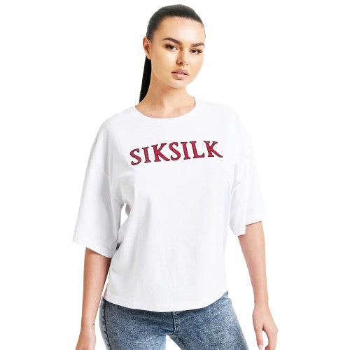 Front - SikSilk Womens/Ladies Sparkle Boxy Crop T-Shirt