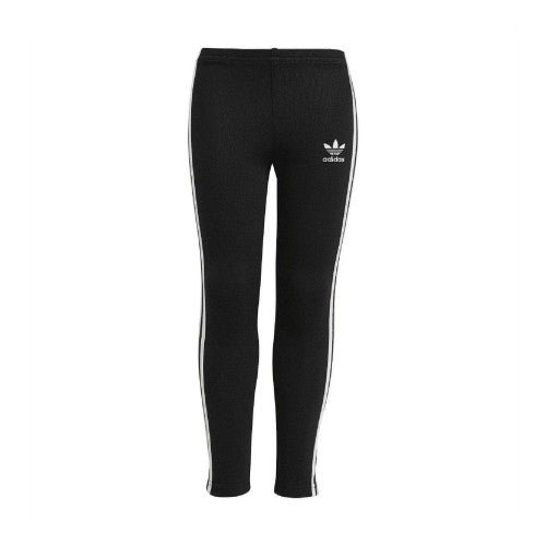 Front - Adidas Girls Adicolor Cotton 3 Stripes Tight Leggings