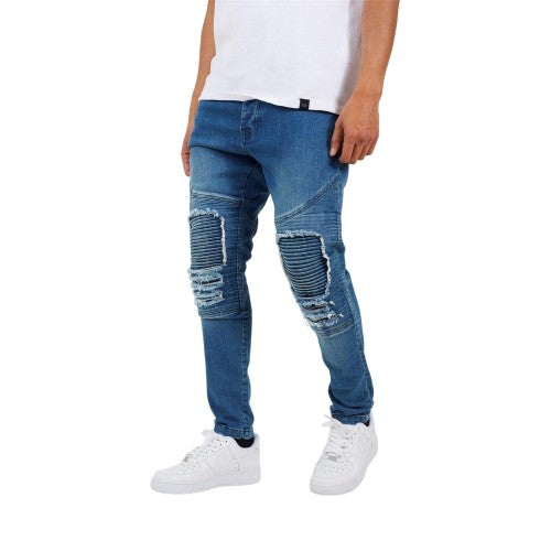 Front - Brave Soul Mens Denim Biker Skinny Jeans