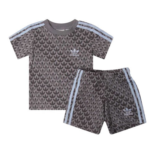Front - Adidas Childrens/Kids Originals Cotton Blend Shirt And Shorts Set