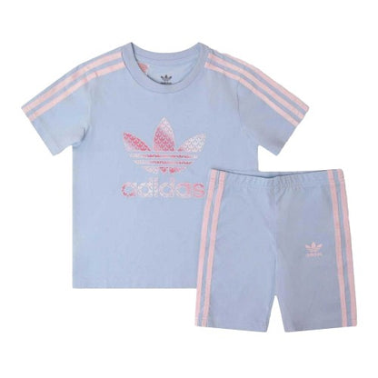 Front - Adidas Baby Girls Shirt And Shorts Set