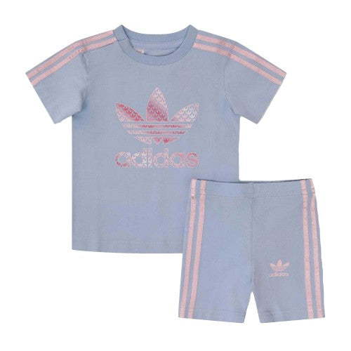 Front - Adidas Childrens/Kids Originals Cotton Blend Shirt And Shorts Set