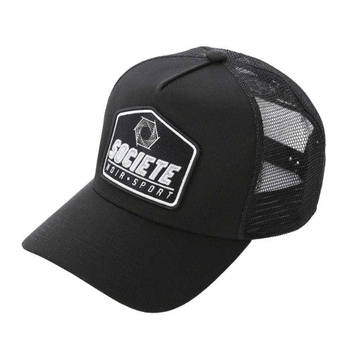 Front - Societe Noir Plate Logo Curved Peak Sport Trucker Cap