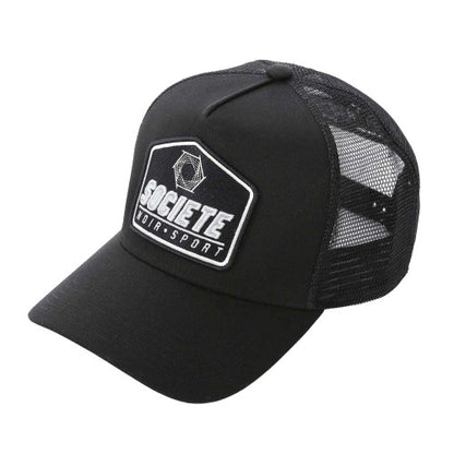 Front - Societe Noir Plate Logo Curved Peak Sport Trucker Cap