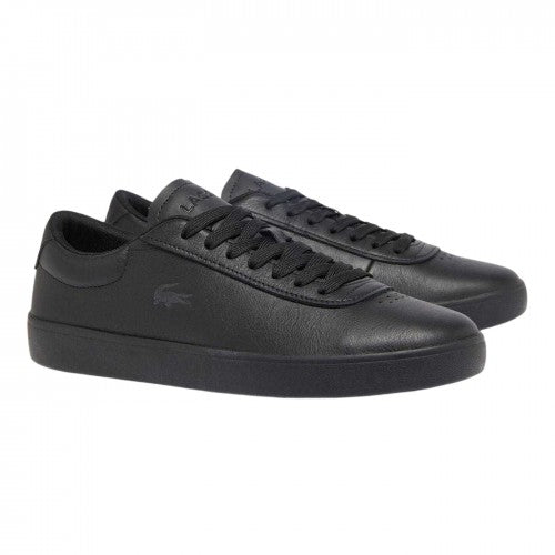 Front - Lacoste Mens Baseshot Leather Flat Trainers