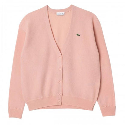 Front - Lacoste Womens/Ladies Wool Relaxed Fit Cardigan