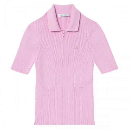 Front - Lacoste Womens/Ladies Rib Knit Zip Neck Polo Shirt