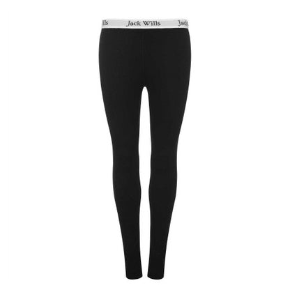 Front - Jack Wills Womens/Ladies Logo Contrast Waistband Leggings