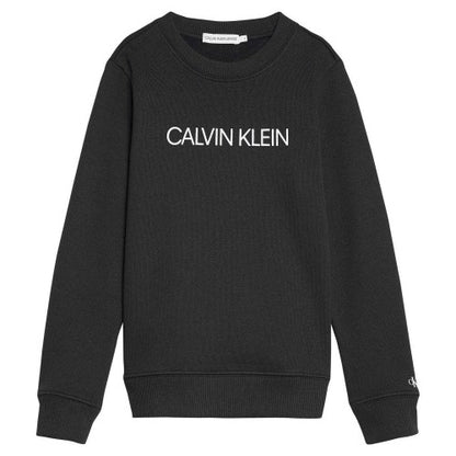 Front - Calvin Klein Boys Institutional Crew Neck Sweatshirt