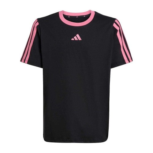 Front - Adidas Girls Essentials 3 Stripes T-Shirt