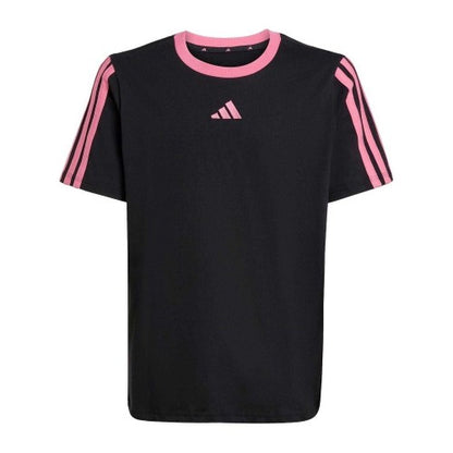Front - Adidas Girls Essentials 3 Stripes T-Shirt