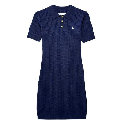 Front - Jack Wills Womens/Ladies Cable Knit Polo Shirt Dress