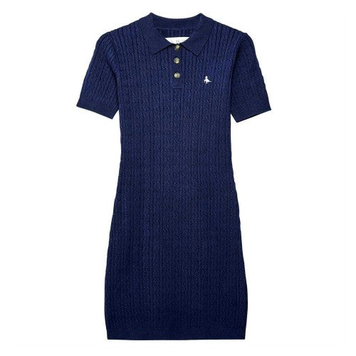 Front - Jack Wills Womens/Ladies Cable Knit Polo Shirt Dress
