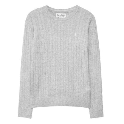 Front - Jack Wills Womens/Ladies Tinsbury Cable Knit Merino Wool Slim Long-Sleeved Jumper