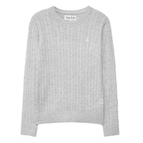 Front - Jack Wills Womens/Ladies Tinsbury Cable Knit Merino Wool Slim Long-Sleeved Jumper