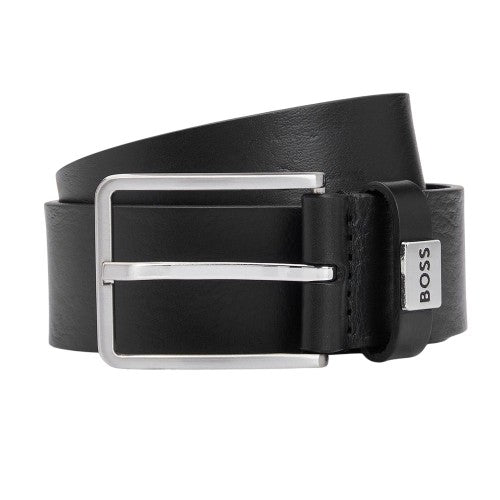 Front - Boss Mens Logo Cow Leather Belt