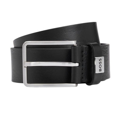 Front - Boss Mens Logo Cow Leather Belt
