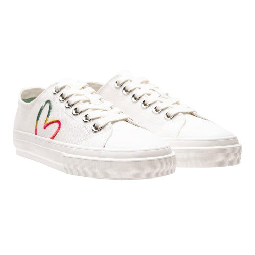 Front - Paul Smith Womens/Ladies Rainbow Heart Canvas Trainers