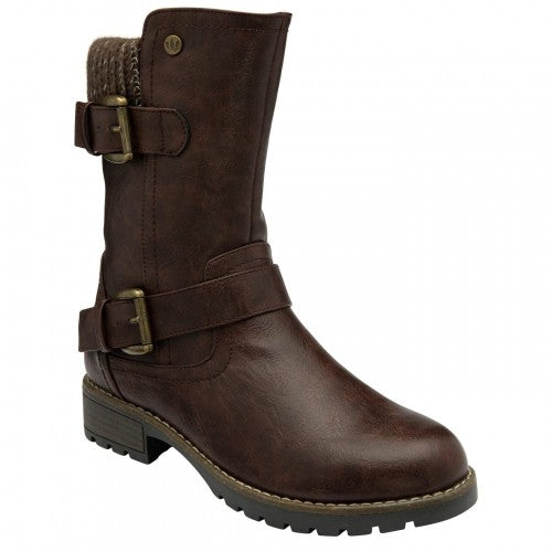 Front - Lotus Shoes Womens/Ladies Jemima Low Block Heel Biker Boots