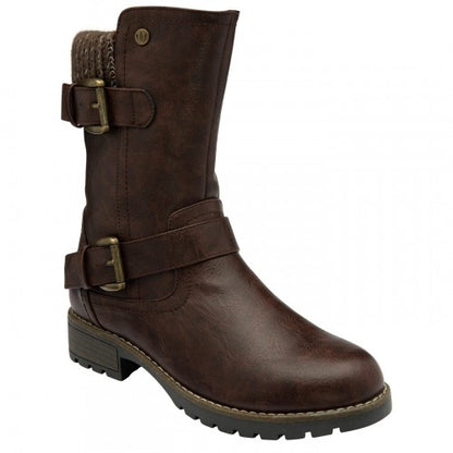 Front - Lotus Shoes Womens/Ladies Jemima Low Block Heel Biker Boots