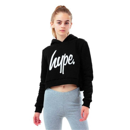 Front - Hype Girls Script Cotton Crop Hoodie