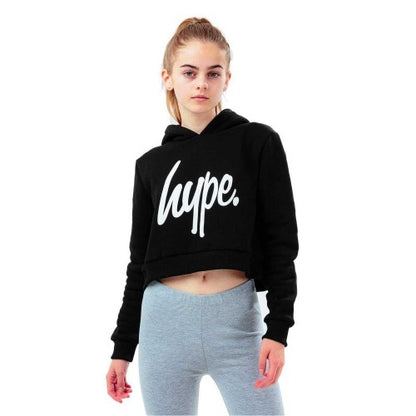 Front - Hype Girls Script Cotton Crop Hoodie