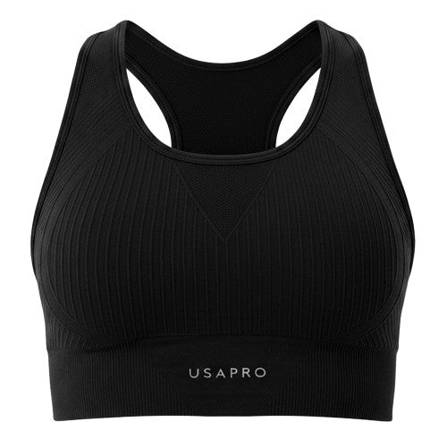 Front - USA Womens/Ladies Ribbed Seamless Sports Bra