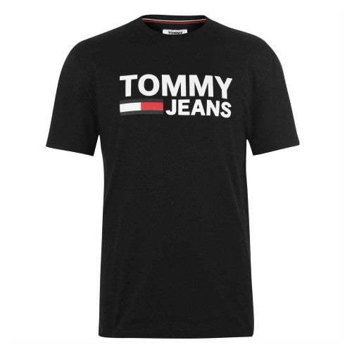 Front - Tommy Jeans Mens Cropped Logo T-Shirt