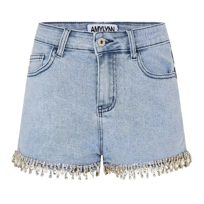 Front - AmyLynn Womens/Ladies Denim Jean Shorts