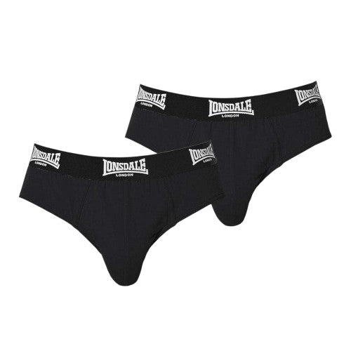 Front - Lonsdale Mens Contrast Waistband Briefs (Pack of 2)