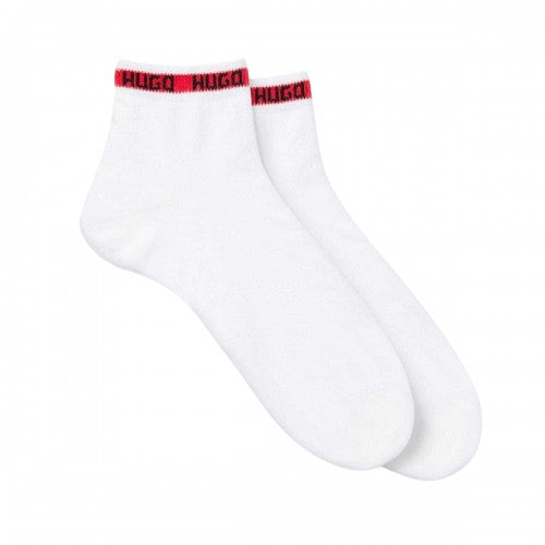 Front - Hugo Mens Logo Cotton Blend Ankle Socks (Pack of 2)