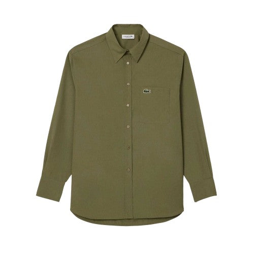 Front - Lacoste Womens/Ladies Cotton Poplin Oversized Shirt